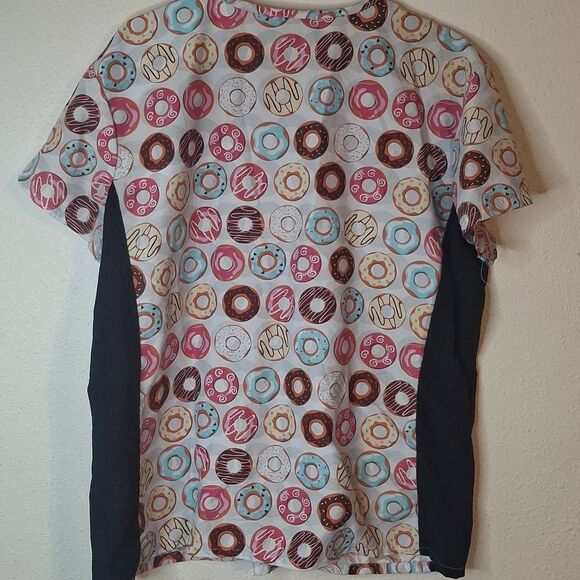 Colorful Donut Print Scrub Top XL - Picture 3 of 5